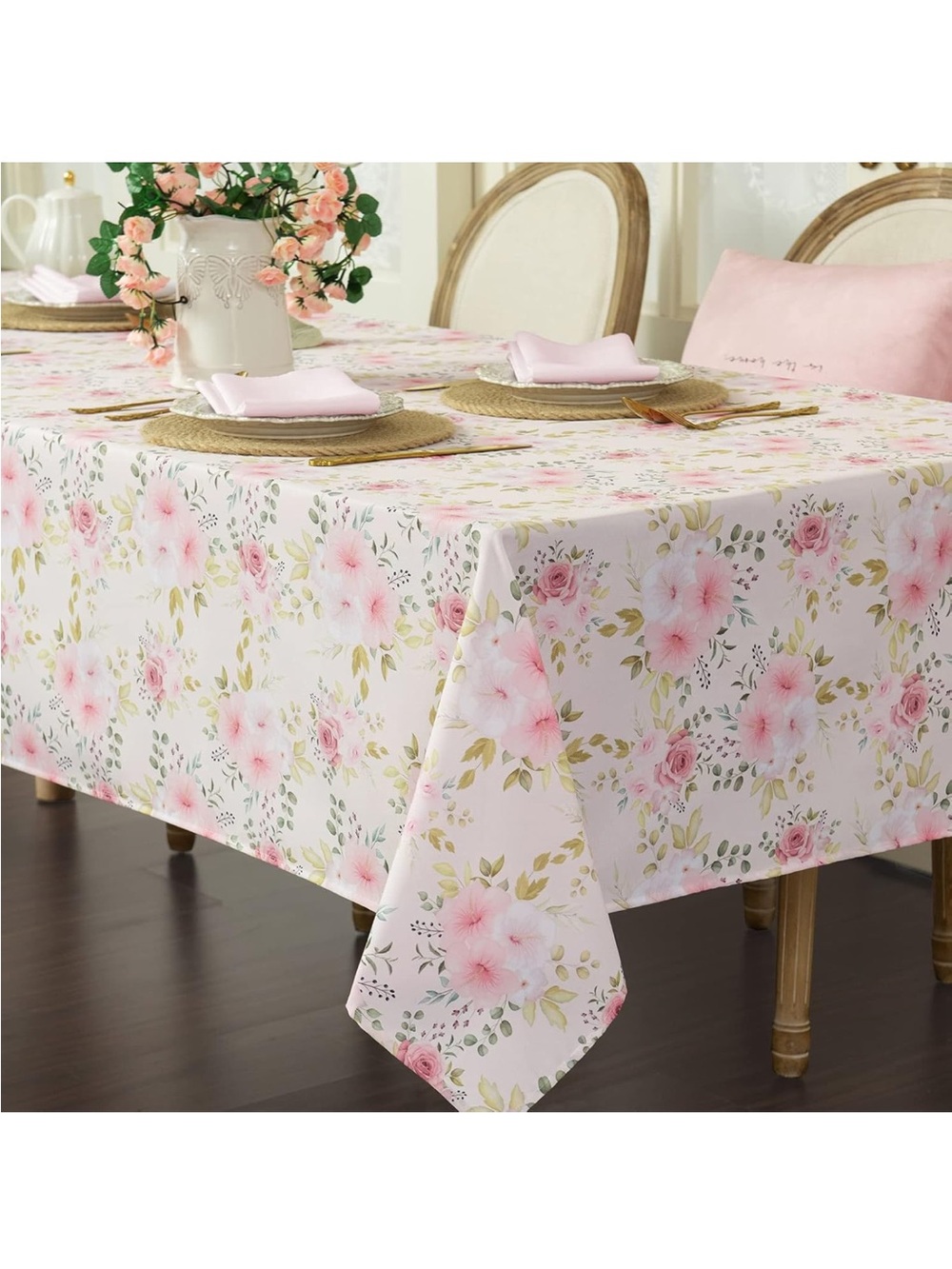 NEW Floral Tablecloth, Water & Stain Resistant. Wrinkle Free. 60x84”